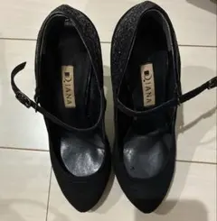 【DIANA 】ダイアナ 黒グリッターハイヒール 21.5cm