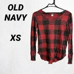 OLD NAVY レッド ブラック チェック 長袖 ニット 【XS】薄手
