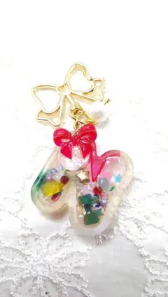 Nイニシャルキーホルダー☆シェイカー☆マーブル☆シャカシャカ