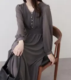 タイムセール⭐︎natural couture ピンタックプリーツお上品ワンピース