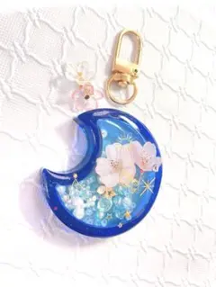シェイカー シャカシャカキー レジン キーホルダー 月 桜 花 星