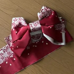 浴衣用 作り帯 リボン 赤 桜柄 - メルカリ