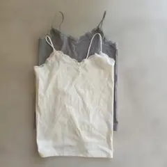 GU リブ編みレースキャミソール 2枚セット Mサイズ