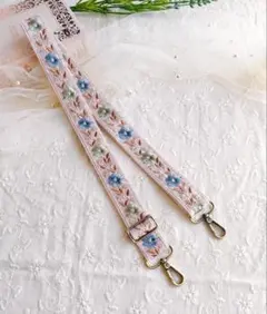 インド刺繍リボン ショルダーストラップ 花柄 ※スパンコール少しチクチクあり