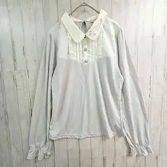 axes femme カットソー M 襟刺繍 フリル 白 ガーリー 長袖 春のサムネイル