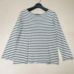 UNIQLO ボーダー ボートネック T 長袖 ホワイト/ネイビー XLサイズ