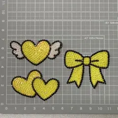 デコパーツ ハート＆リボン セット 推し活 キラキラ 羽 バラ売り可