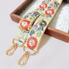 [SALE]PM249| インド刺繍リボン スマホショルダーストラップ　グリーン