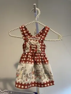 赤いチェック柄チュニックとパンツセット