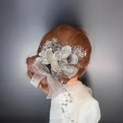 ha234 髪飾り 成人式　卒業式　袴　結婚式　着物　振袖　キラキラ　シルバー