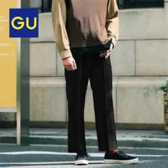 556 GU ジーユー　センタープレスストレートパンツ　ブラック　L シンプル
