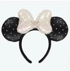 ディズニー カチューシャ 黒耳 リボン