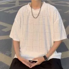 ホワイト チェック柄 半袖シャツ