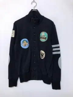 HYDROGEN 古着 肘当て メニーワッペン ハイネックスウェットブルゾン