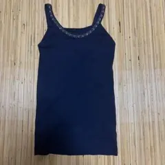 【美品】JEANASIS ビーズ装飾 タンクトップ ネイビーのサムネイル