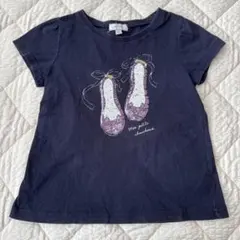 any FAM スパンコール　半袖Tシャツ ネイビー 120cm