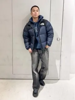 美品【THE NORTH FACE】ヌプシダウンジャケット　ネイビー×ブラック