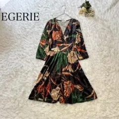 EGERIE エジェリ　花柄　半袖　ロングワンピース　フランス製　ブラック