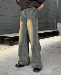 ストレートウォッシュデニムパンツ TO0088 yolo （S）メンズ