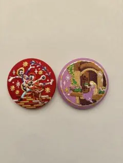 ディズニー刺繍缶バッジビスケット2 ラプンツェル　リメンバーミー