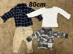 子供服(シャツ、ズボン、Tシャツ2枚)セット　80cm