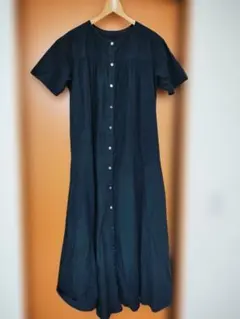 半袖シャツワンピース 100%コットン 黒 ジャーナルスタンダード