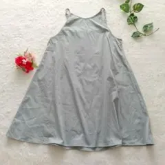 ワンピース ロング フレアワンピース レイヤード F くすみグリーン