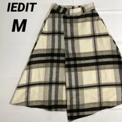 IEDIT イディット ブランケットタッチ ラップ風 チェックスカート M