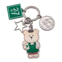 韓国]STARBUCKS スタバ ベアリスタ ウォームグレーテイル キーリング