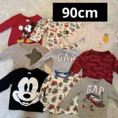 90cm 男の子 長袖ロングシャツ 保育園着 9点まとめ売り