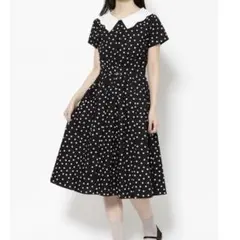 merry jenny(メリージェニー) ドットスカラップワンピース　ブラック