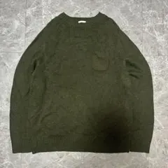 ダークグリーン ポケット付きニット Lサイズ g14