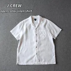 J.CREW 開襟 シャツ リネン 白 半袖 無地 L 古着 オープンカラーのサムネイル