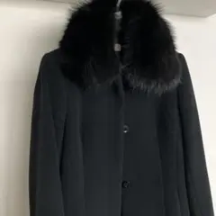 アンゴラ100%ロングコート ファー襟付き
