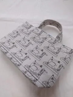 処分価格 ハンドメイド☆ミシン柄 手帳バッグ ミニトート