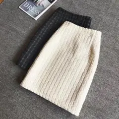 タグ付き ツイード風 タイトスカート 白 美品 上品 きれいめ 通勤にも