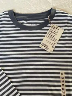 MUJI 無印　新品タグ付　クルーネック長袖Tシャツ Mサイズ　グレーボーダー