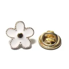 pin-1817　ラペルピン★ピンズ　花　フラワー　花びら　5枚　ホワイト　白