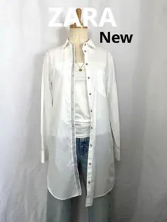 ♡新品♡ ZARA ホワイト ロングシャツ 長袖のサムネイル