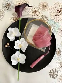 オランダカイウ・ミニ胡蝶蘭髪飾り★前撮り★結婚式★卒業式★成人式★七五三