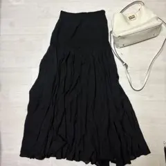 ROYAL PARTY ロング フレアスカート 黒 前面ボタン付き