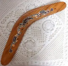 オーストラリア製 カンガルー ワニ デザイン 木製 ブーメラン