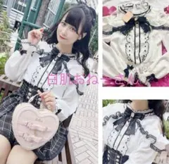 LIZLISA♡オープンショルダーフリルレースブラウス♡ホワイト×ブラック