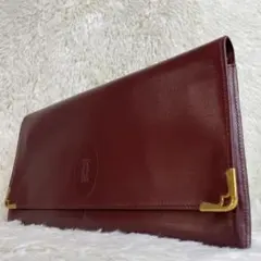 【美品】カルティエ クラッチバッグ マストライン レザー ボルドー