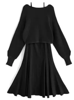 GRL ニットトップスXマーメイドキャミワンピースセットアップ[lt68]