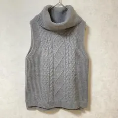 【ヘルシーカレン】タートルネックニットベスト ノースリーブ レディースM グレー