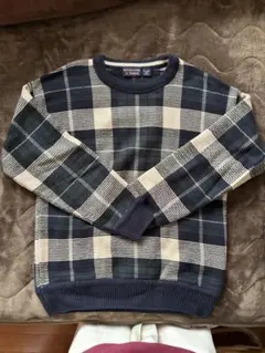 チェック柄ニットセーター