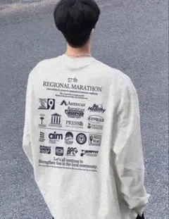 メンズ 長袖カットソー グレー グラフィック ストリート