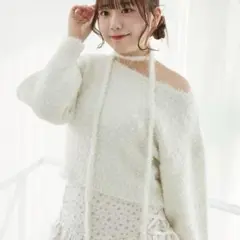 ホワイト オフショルダー ニット M MAJESTIC LEGON チョーカー