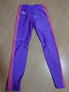 ミズノ 女子 陸上 ロングタイツ 紫 ピンク スパッツ 別注品 光沢